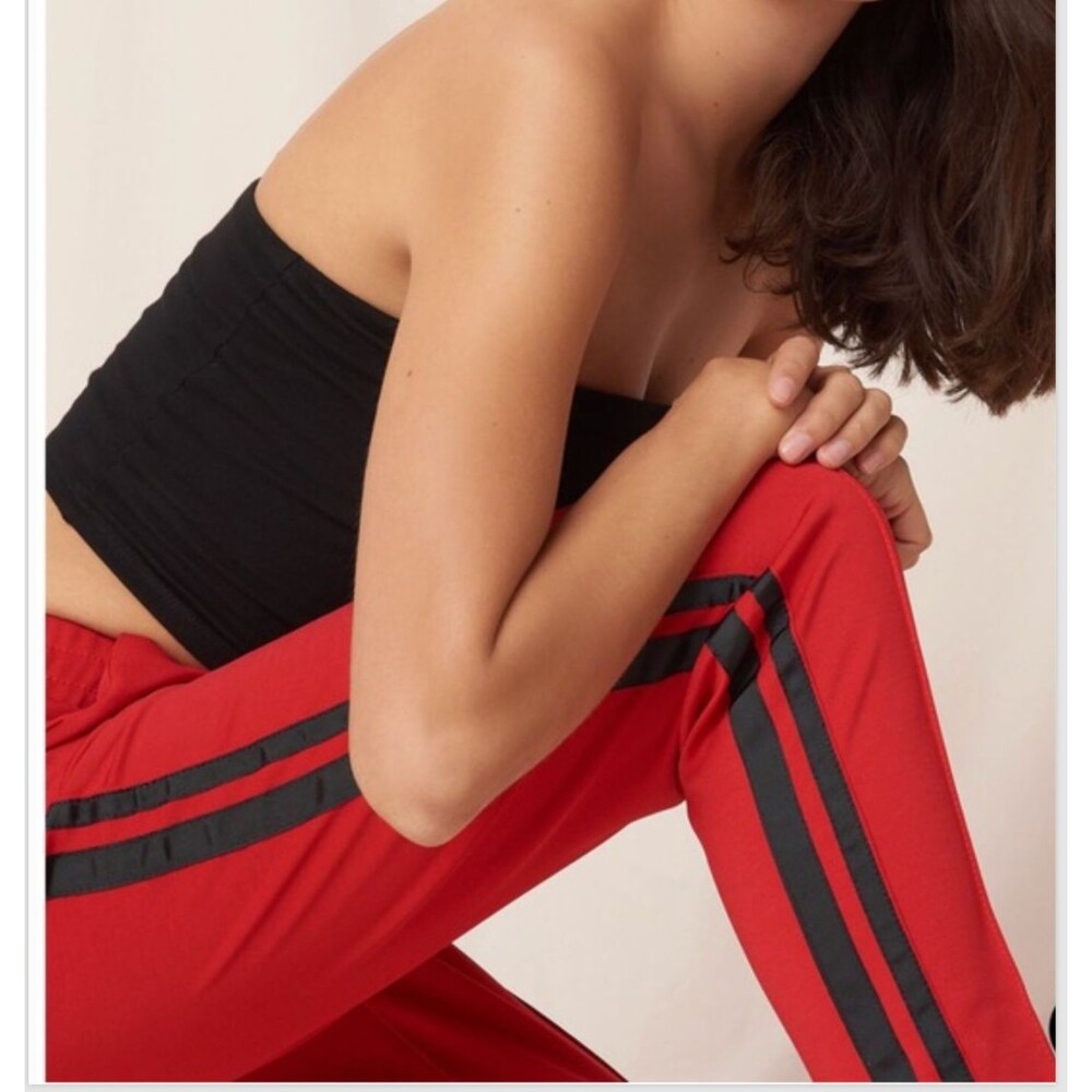 Garage Red Side Stripe Track Pants Women XS Slim Fit Stretch Athletic Streetwear